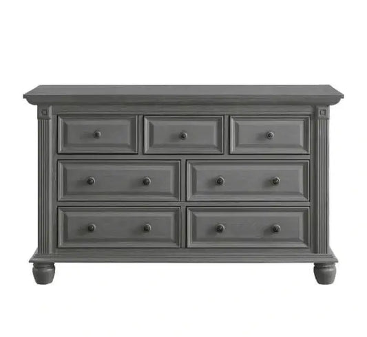 London Lane 7 Drawer Dresser - Front View of London Lane 7 Drawer Dresser Artic Gray