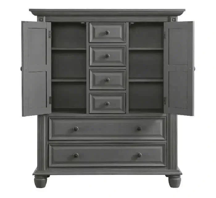 London Lane 6 Drawer Chifferobe - Front View of Open Door London Lane 6 Drawer Chifferobe Artic Gray