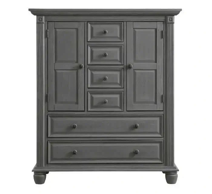London Lane 6 Drawer Chifferobe - Front View of London Lane 6 Drawer Chifferobe Artic Gray