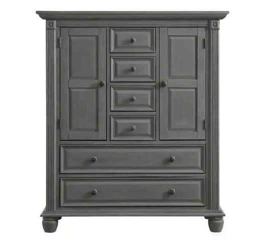 London Lane 6 Drawer Chifferobe - Front View of London Lane 6 Drawer Chifferobe Artic Gray