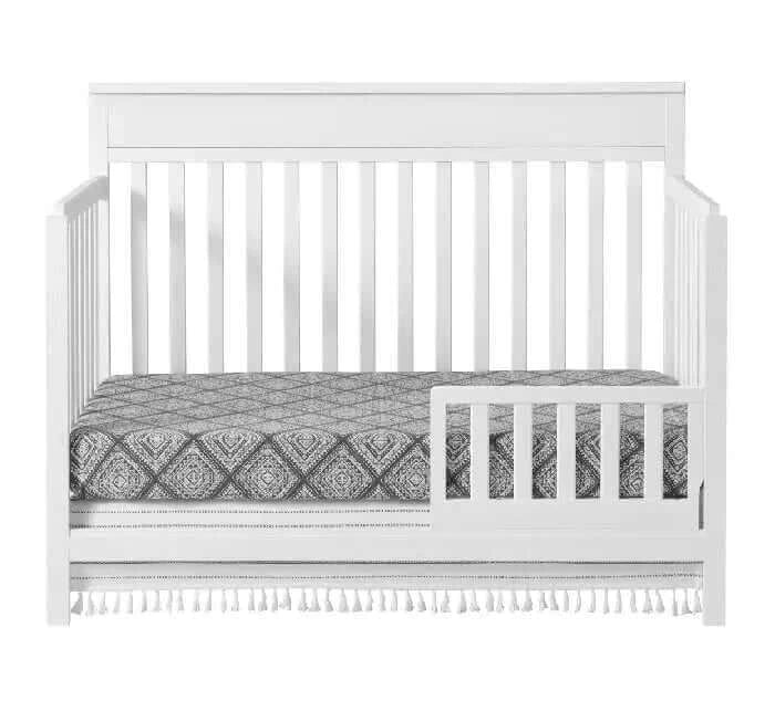 Castle Hill 4-in-1 Convertible Crib - Front View of Castle Hill 4-in-1 Convertible Crib Barn White with Guard Rail