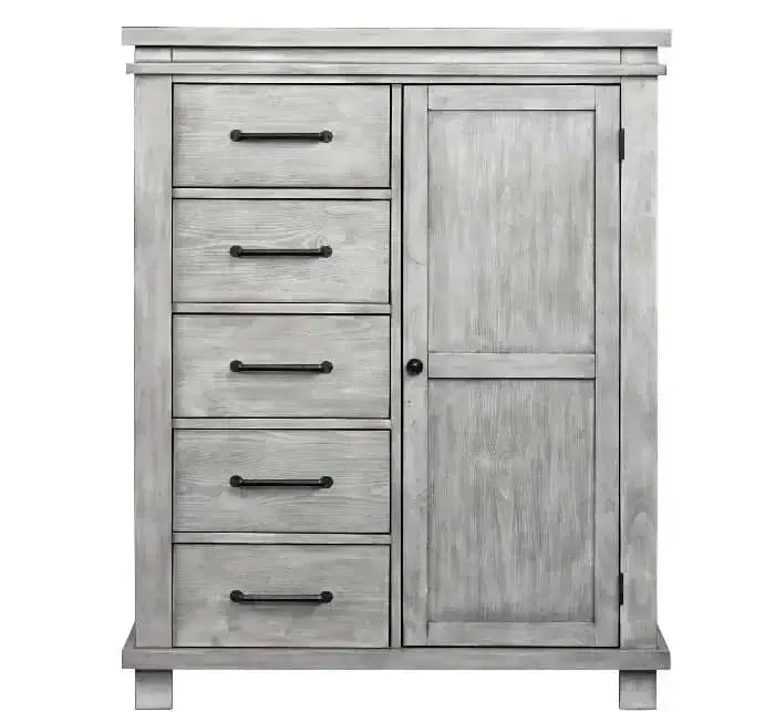 Hampton Chifferobe - Front View of Hampton Chifferobe Stone Wash