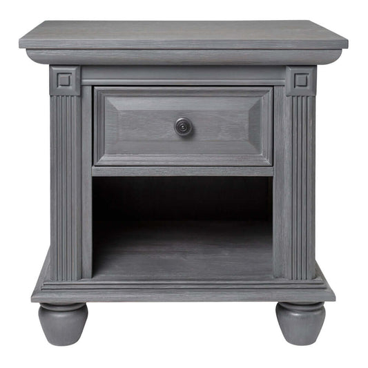 London Lane 1-Drawer Nightstand - Front View of London Lane 1-Drawer Nightstand Arctic Gray