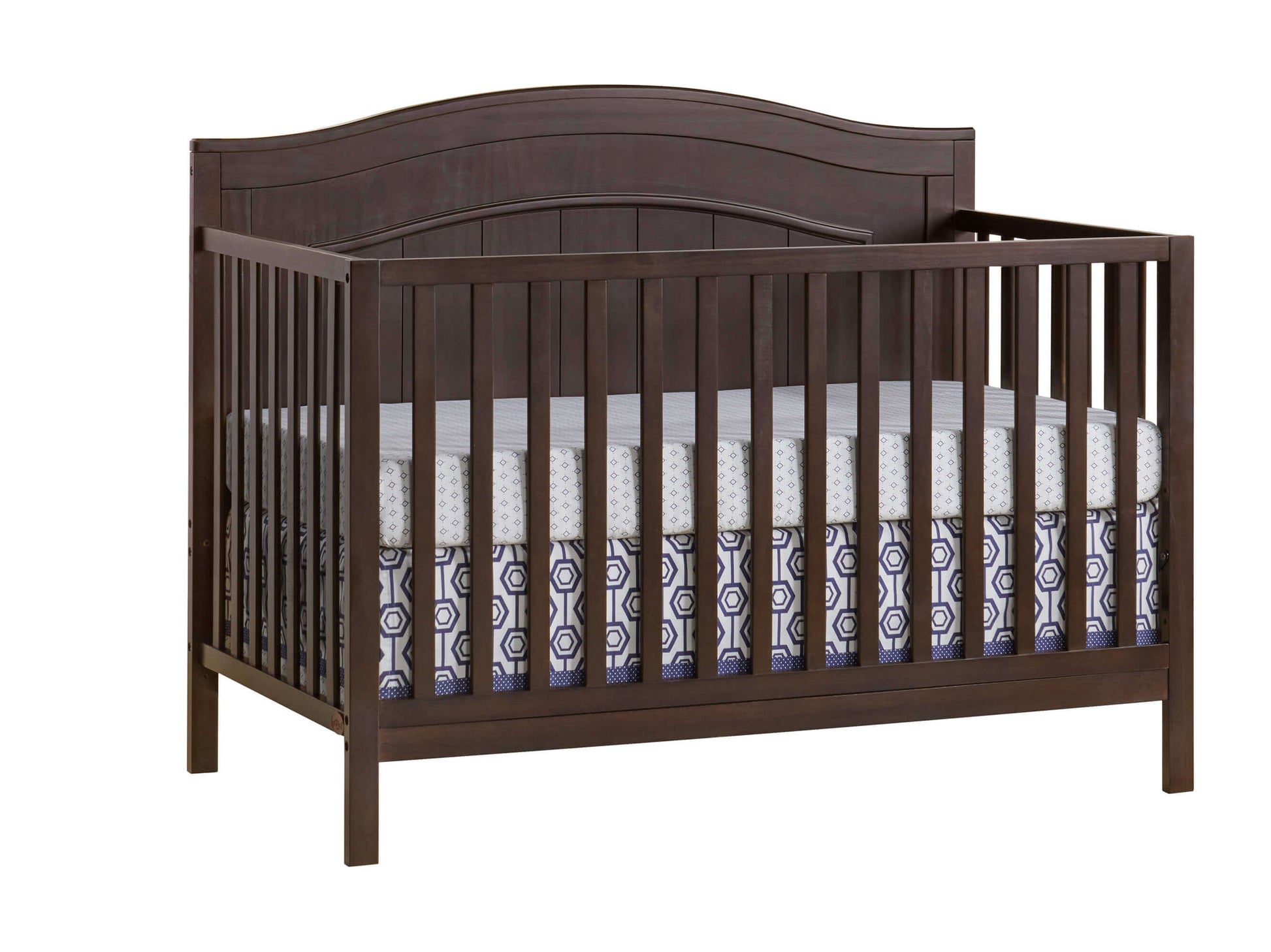 Nolan 4 in 1 Convertible Crib - Inclined Side View of Nolan 4 in 1 Convertible Crib Espresso