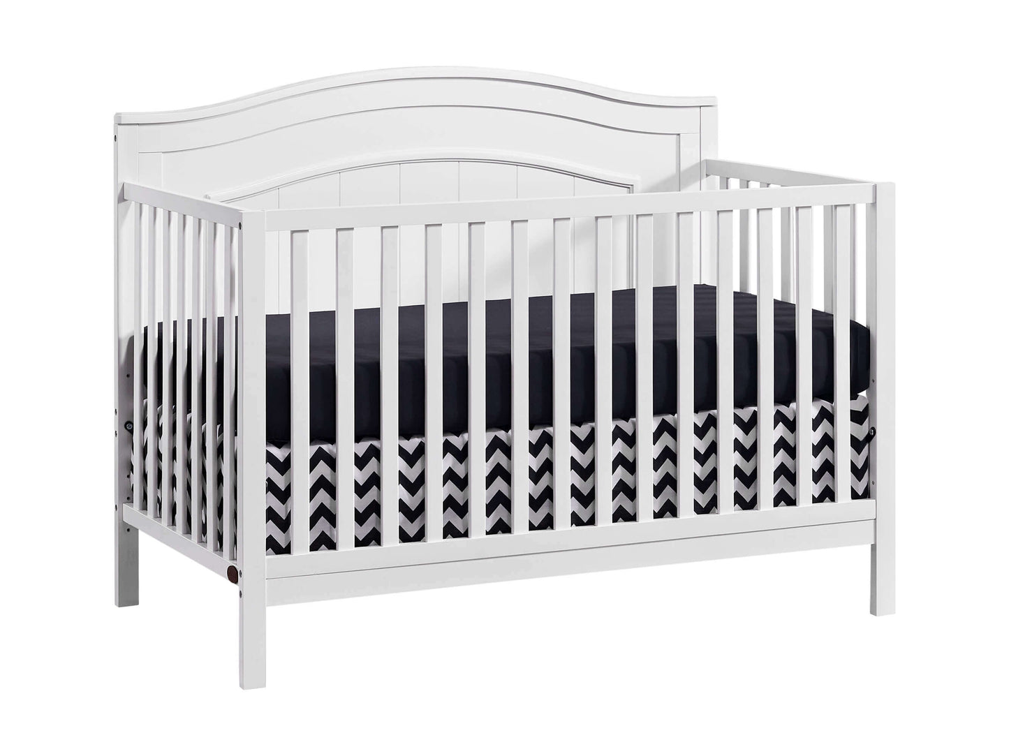 Nolan 4 in 1 Convertible Crib - Inclined Side View of Nolan 4 in 1 Convertible Crib Snow White