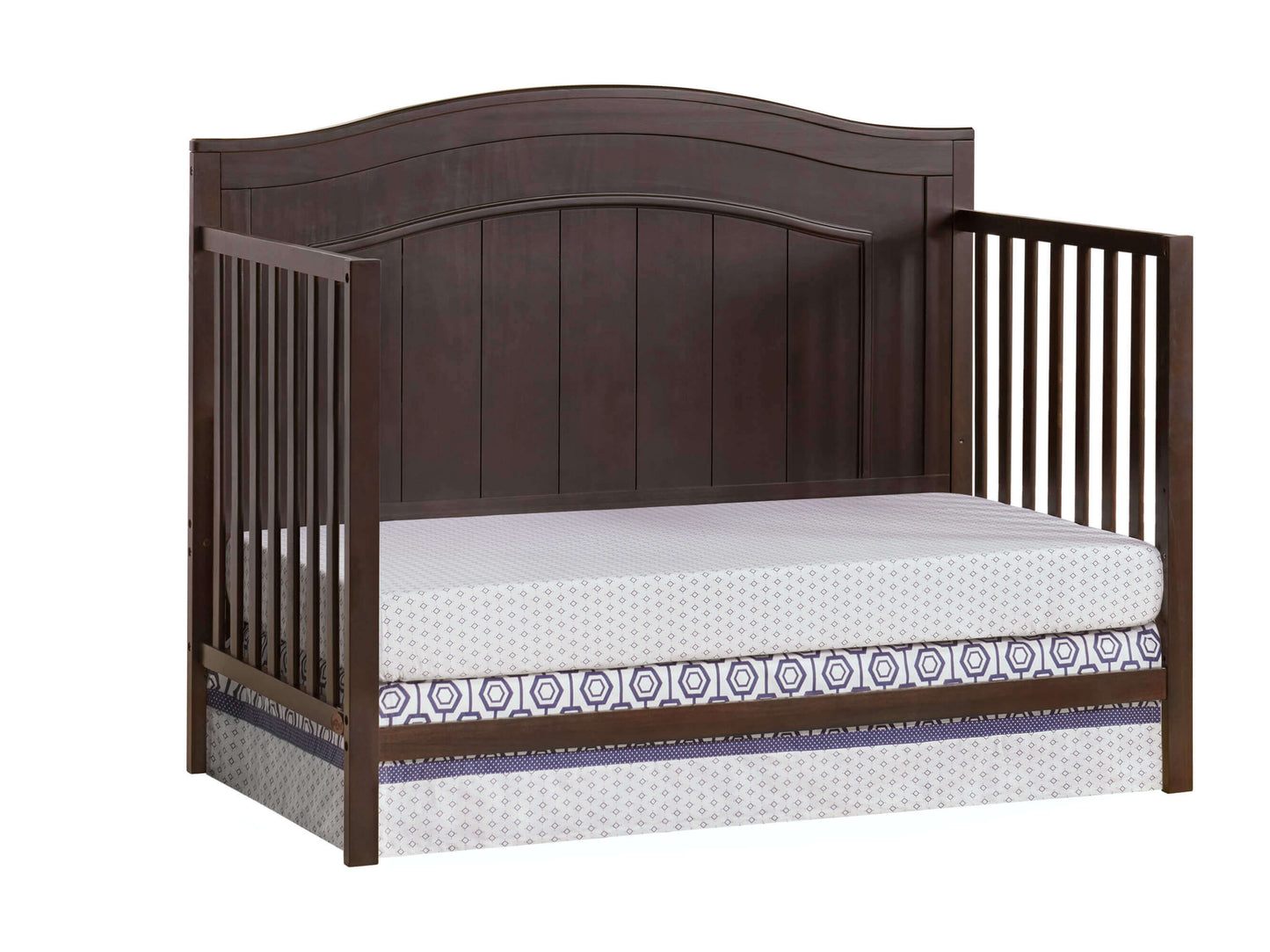 Nolan 4 in 1 Convertible Crib - Inclined Side View of Nolan Daybed Espresso