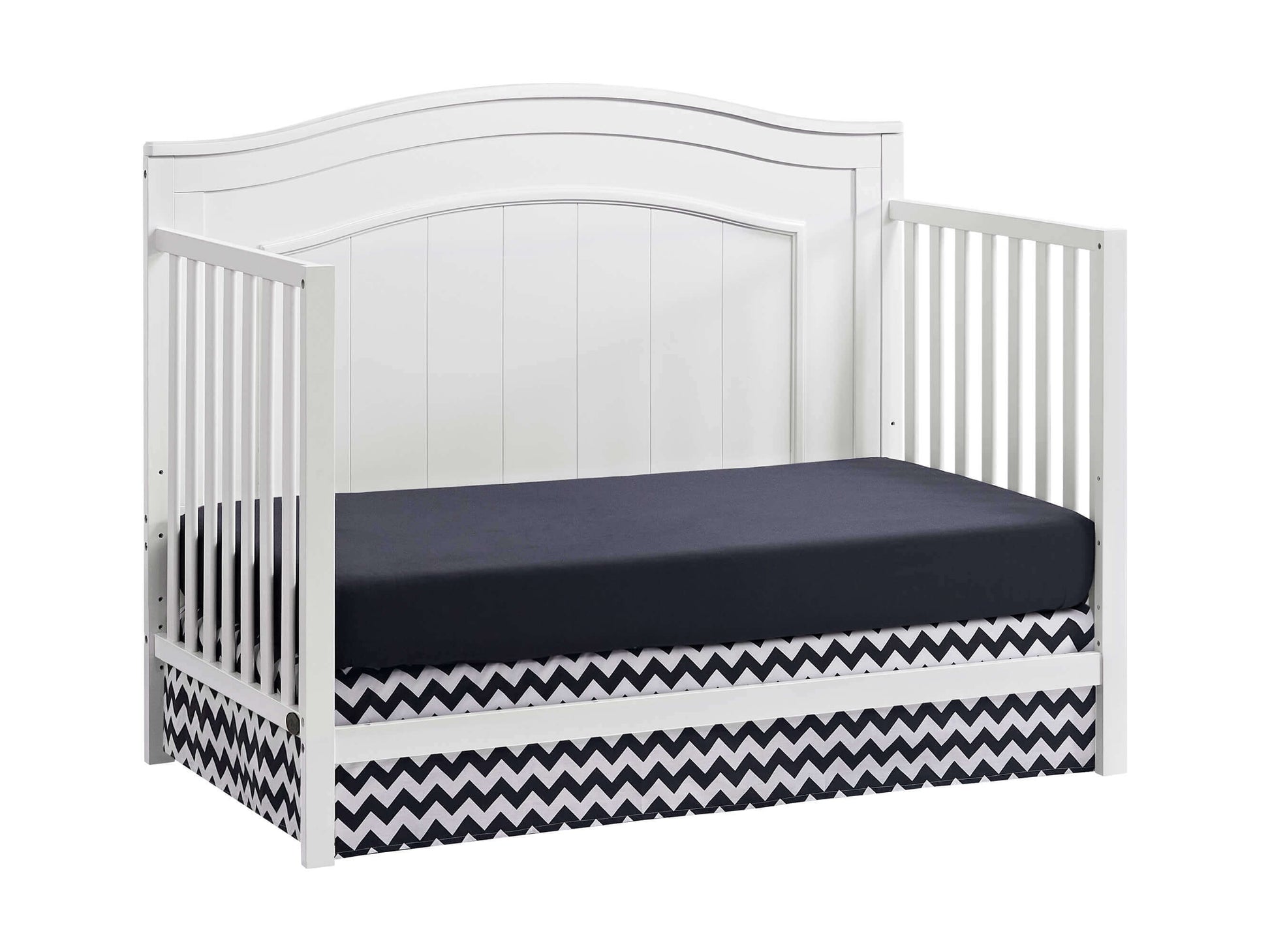 Nolan 4 in 1 Convertible Crib - Inclined Side View of Nolan Daybed Snow White