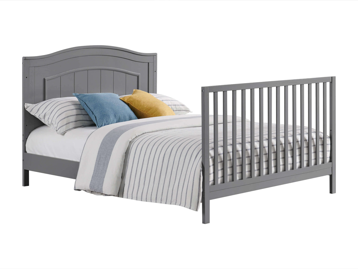 Nolan 4 in 1 Convertible Crib - Inclined Side View of Nolan Full Sized Bed Dove Gray