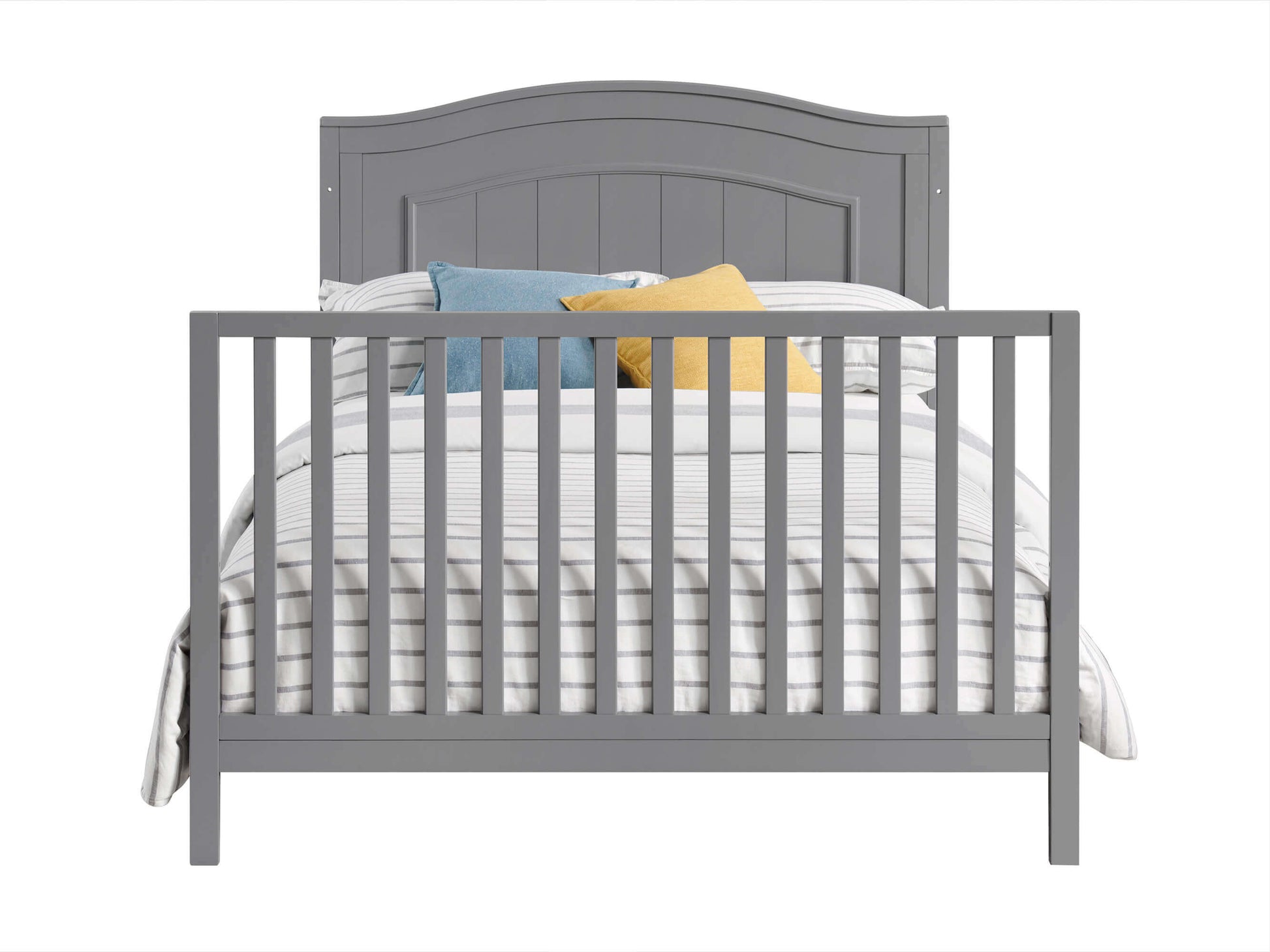Nolan 4 in 1 Convertible Crib - Front View of Nolan Full Sized Bed Dove Gray