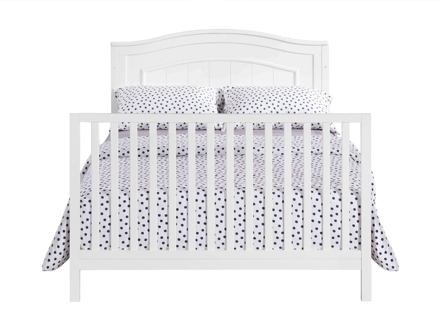 Nolan 4 in 1 Convertible Crib - Front View of Nolan Full Sized Bed Snow White