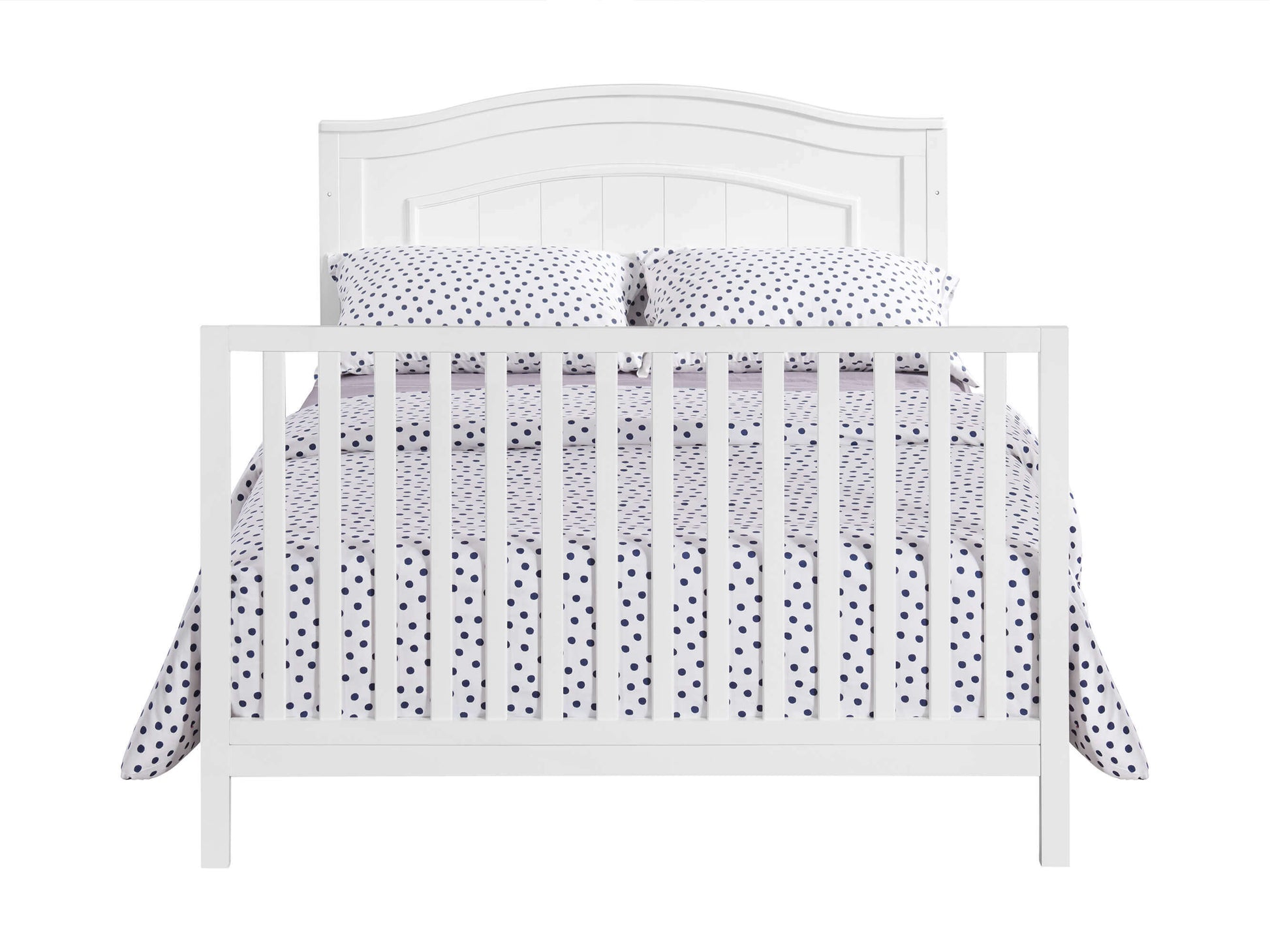 Nolan 4 in 1 Convertible Crib - Front View of Nolan Full Sized Bed Snow White