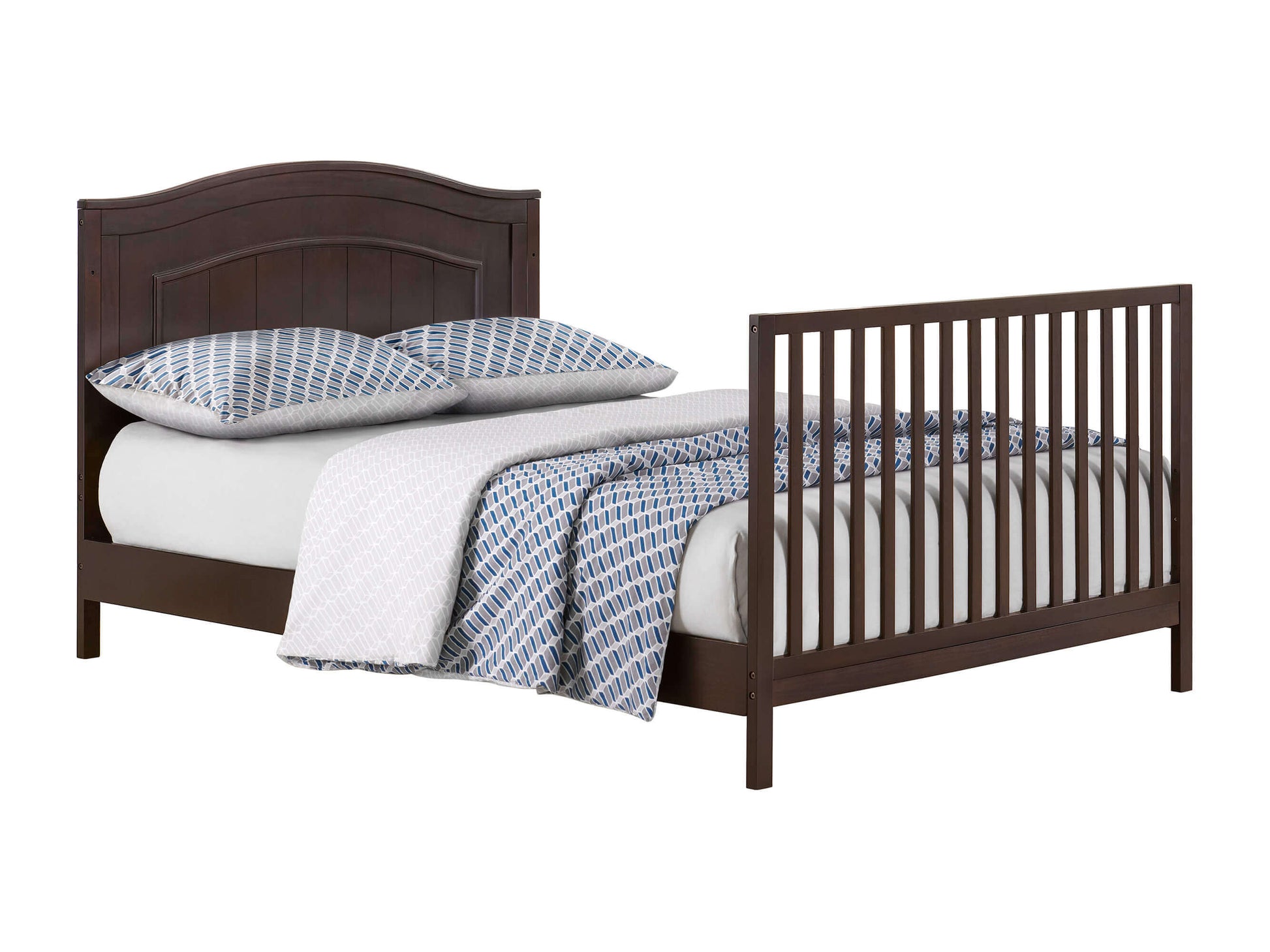 Nolan 4 in 1 Convertible Crib - Inclined Side View of Nolan Full Sized Bed Espresso