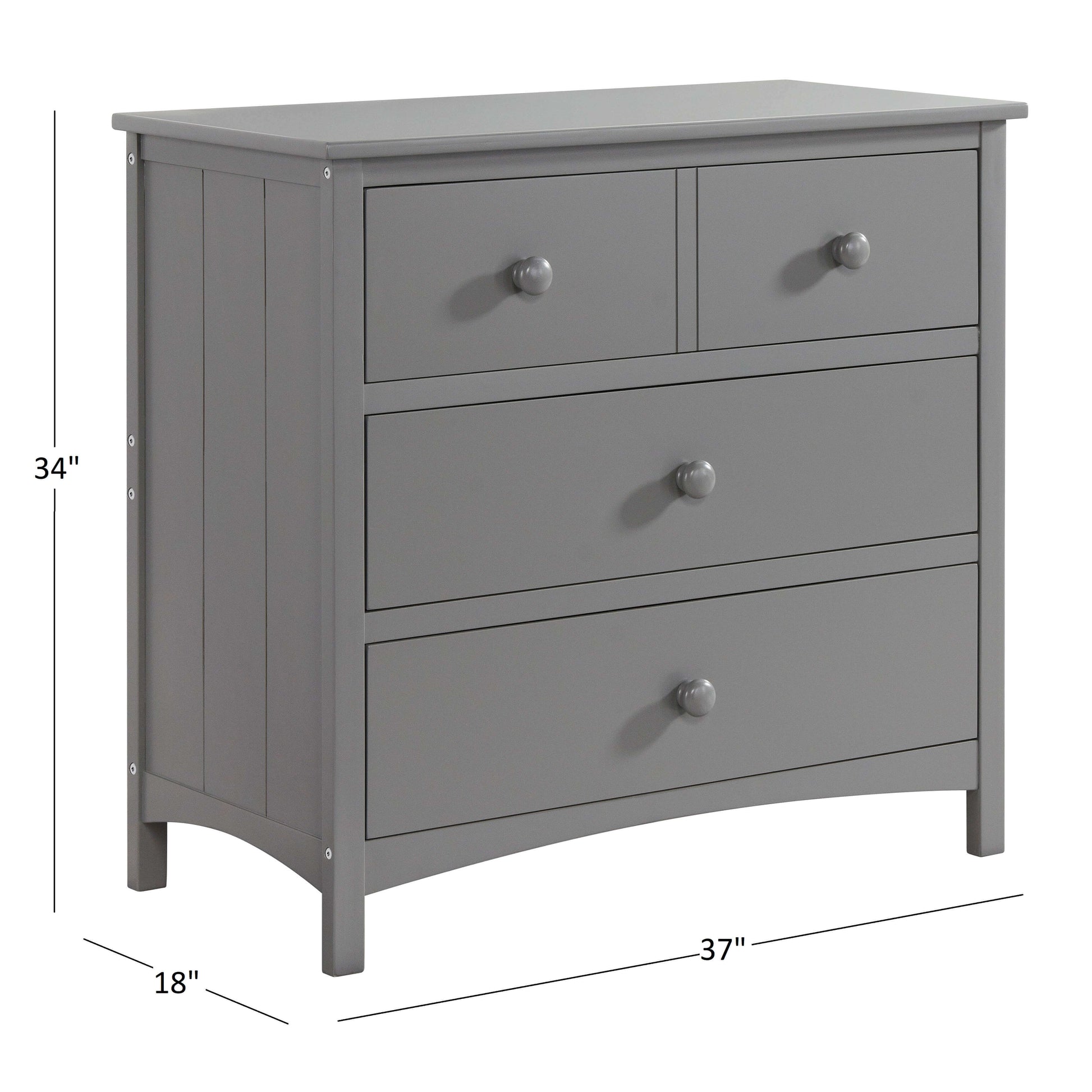 Universal 3-Drawer Dresser- RTA - Dimension Image of Universal 3-Drawer Dresser Dove Gray