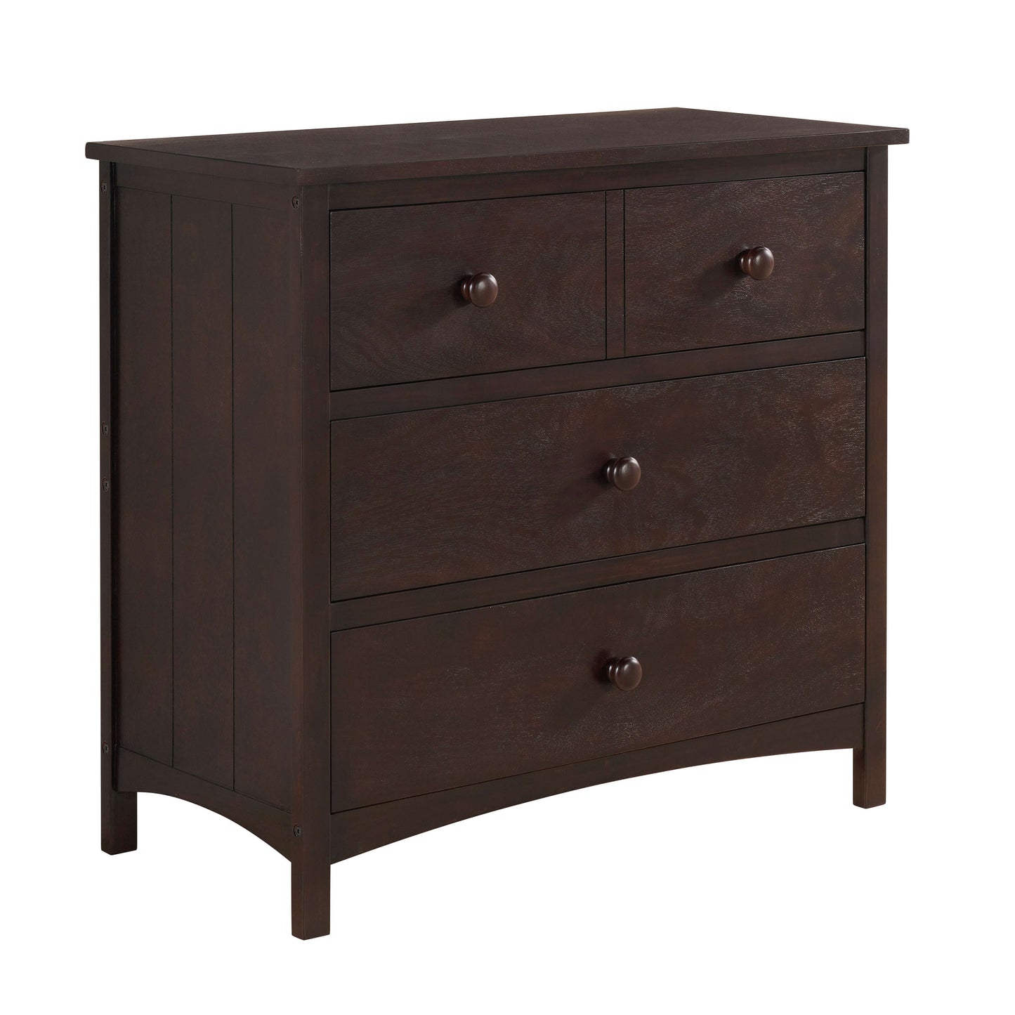 Universal 3-Drawer Dresser- RTA - Inclined Side View of Universal 3-Drawer Dresser Espresso