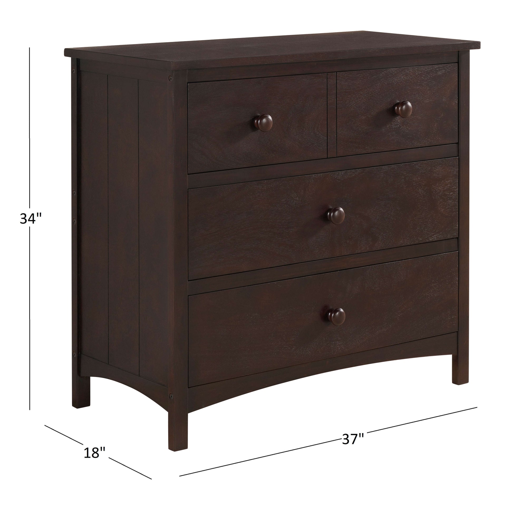 Universal 3-Drawer Dresser- RTA - Dimension Image of Universal 3-Drawer Dresser Espresso