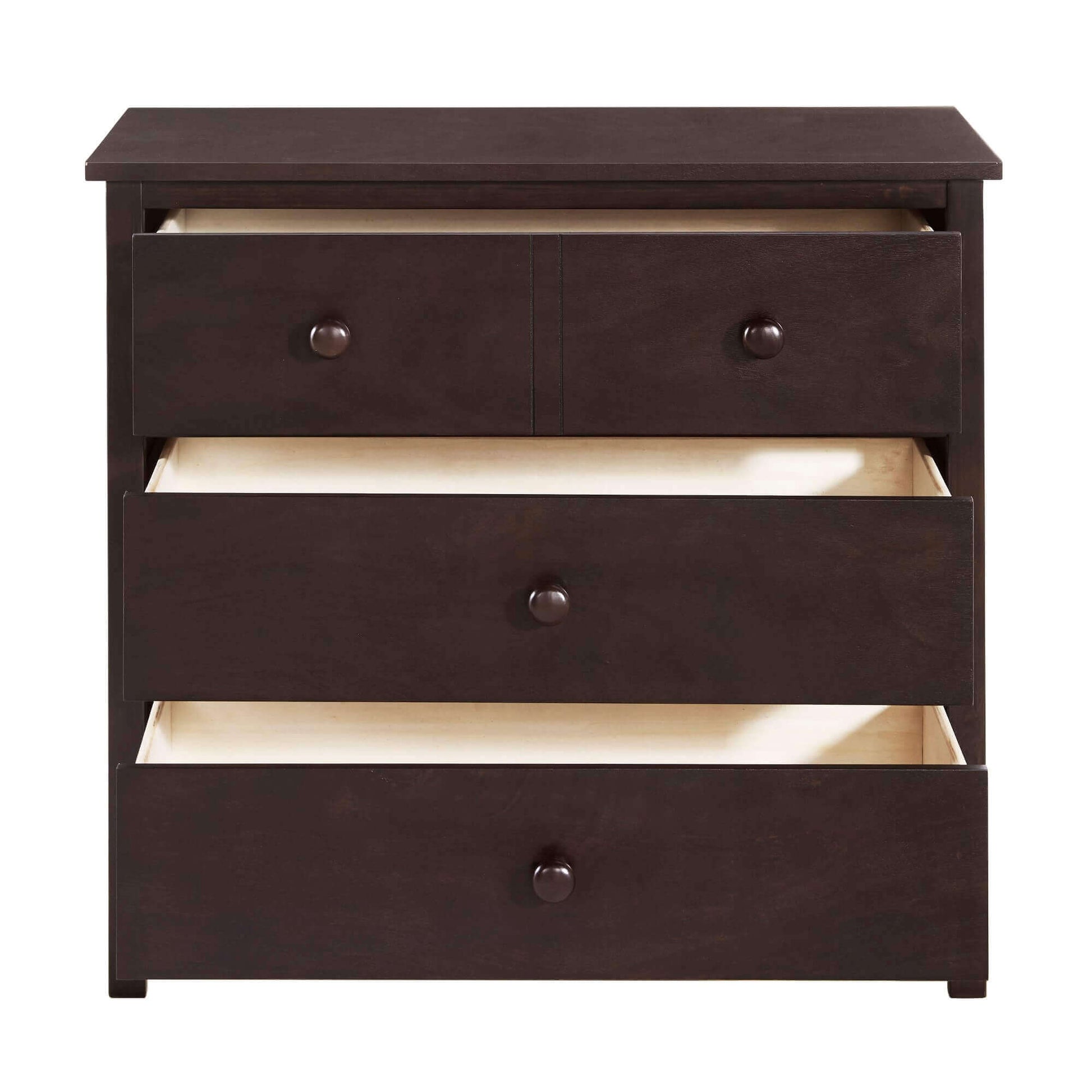 Universal 3-Drawer Dresser- RTA - Front View of Open Drawer Universal 3-Drawer Dresser Espresso