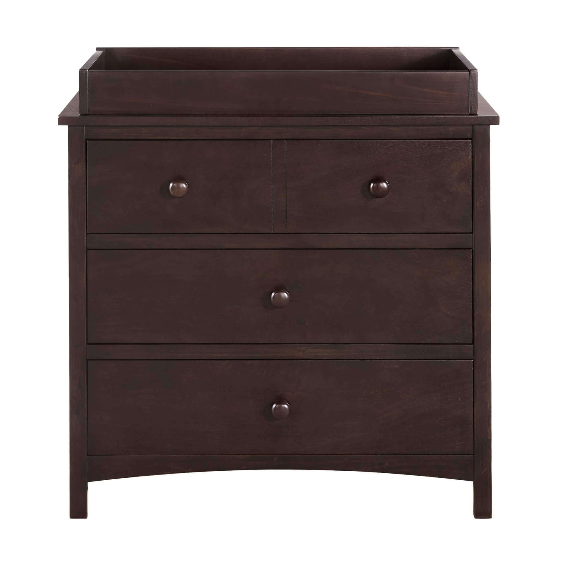 Universal 3-Drawer Dresser- RTA - Front View of Universal 3-Drawer Dresser Espresso with Changing Topper