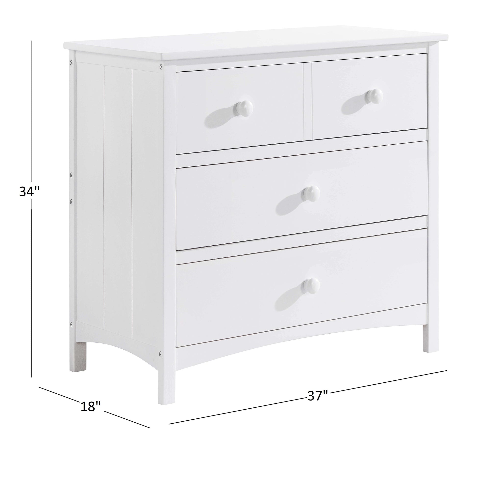Universal 3-Drawer Dresser- RTA - Dimension Image of Universal 3-Drawer Dresser Snow White