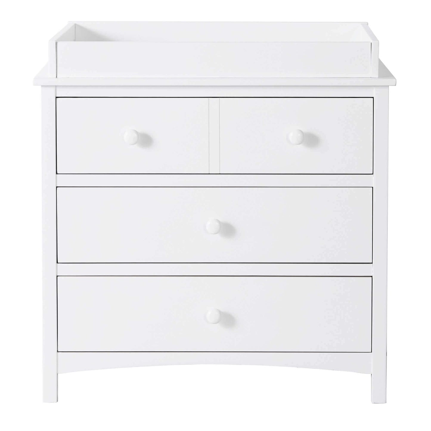 Universal 3-Drawer Dresser- RTA - Front View of Universal 3-Drawer Dresser Snow White with Changing Topper