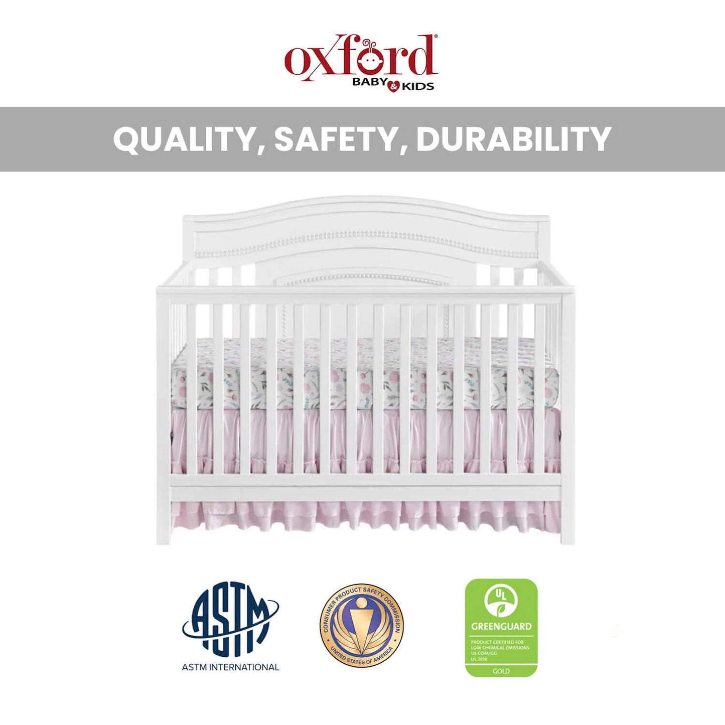 Briella 4 In 1 Convertible Crib - Quality and Safety Image of Briella 4 In 1 Convertible Crib White