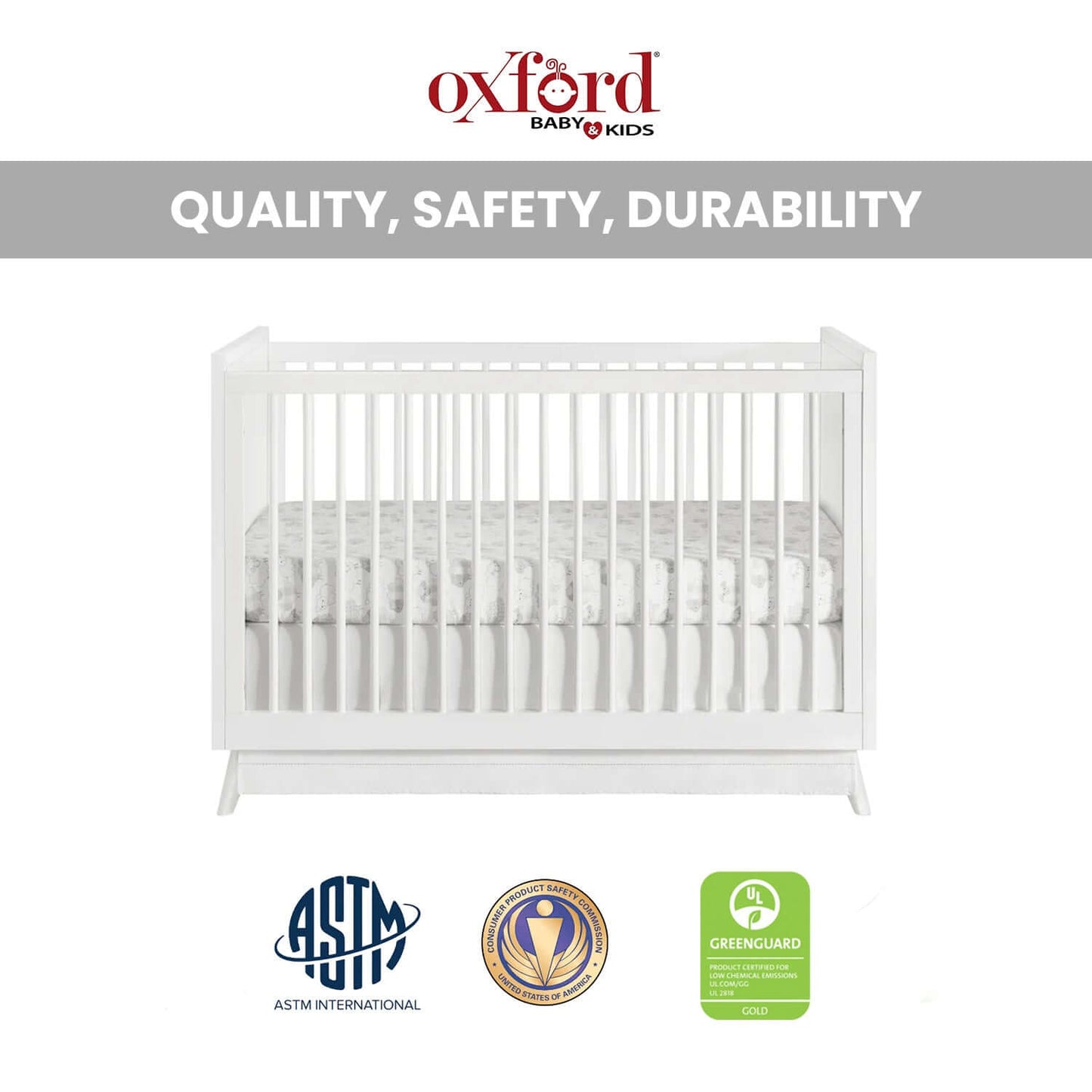 Dawson 3 In 1 Convertible Crib - Quality and Safety Dawson 3 In 1 Convertible Crib White