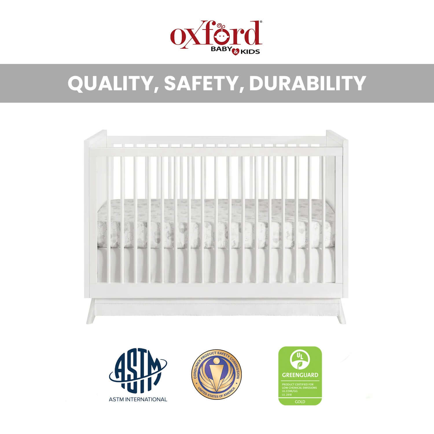 Dawson 3 In 1 Convertible Crib - Quality and Safety Dawson 3 In 1 Convertible Crib White