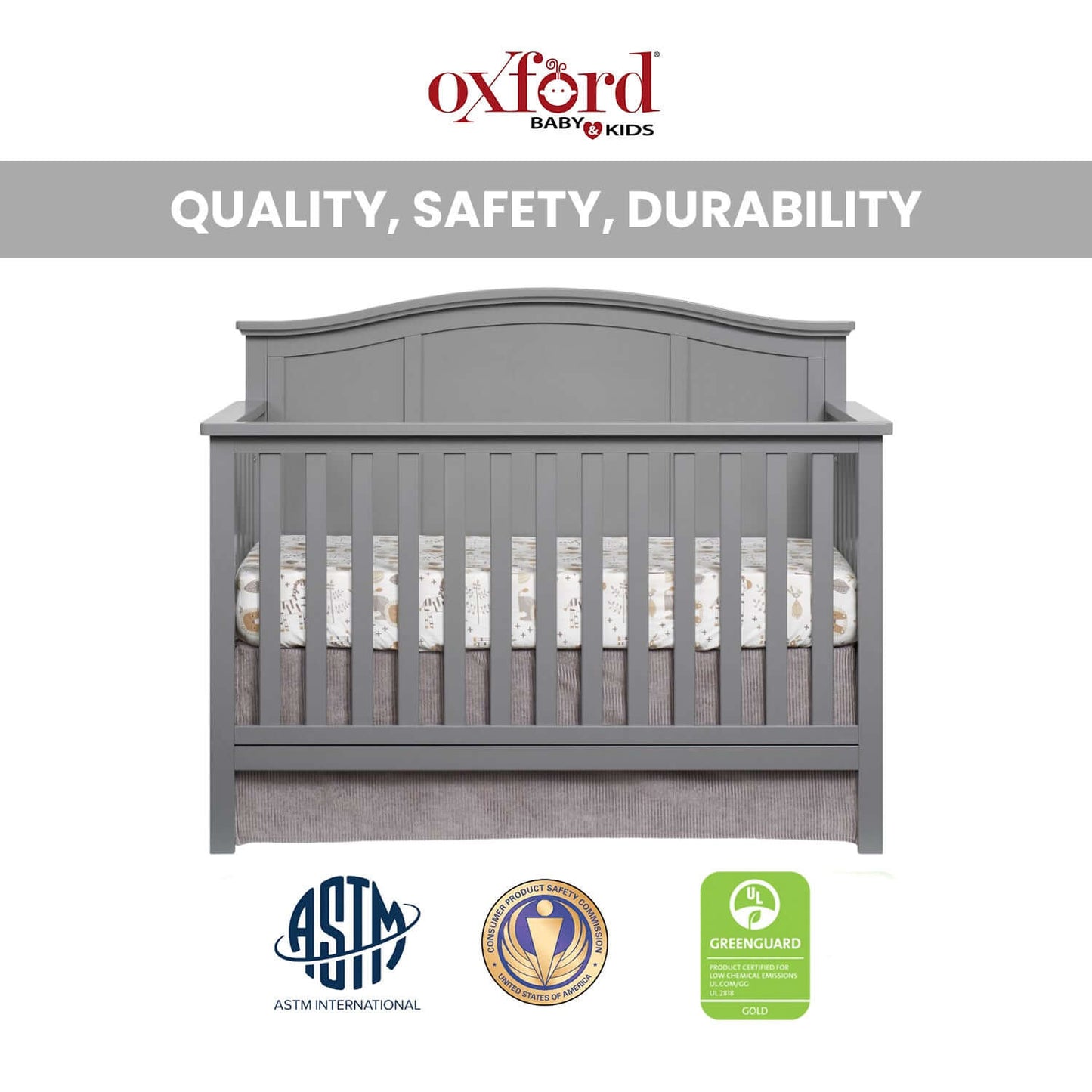 Emerson 4-in-1 Convertible Crib - Quality and Safety Image of Emerson 4-in-1 Convertible Crib Snow White