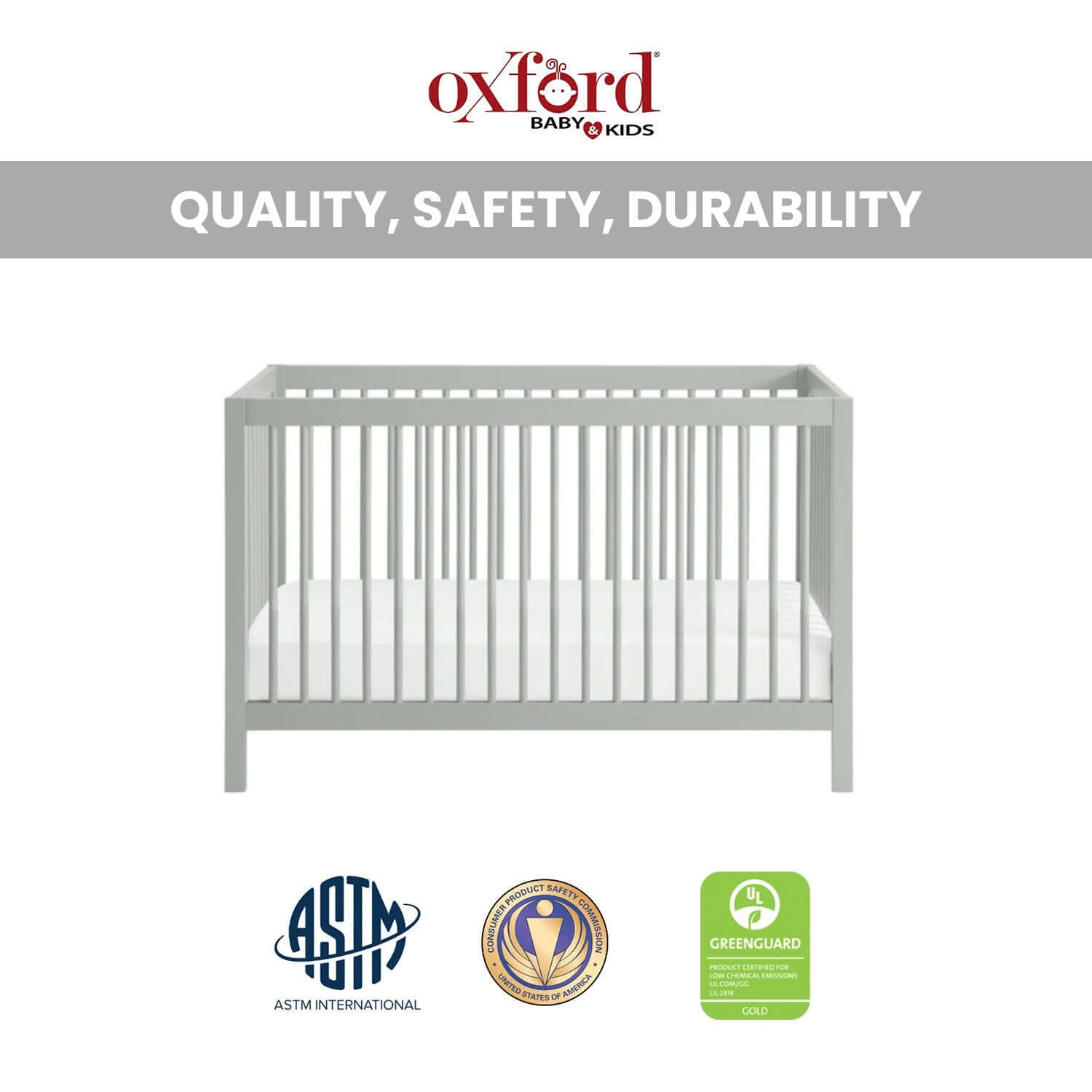 Essential 4 in 1 Island Crib - Quality and Safety Image Gray