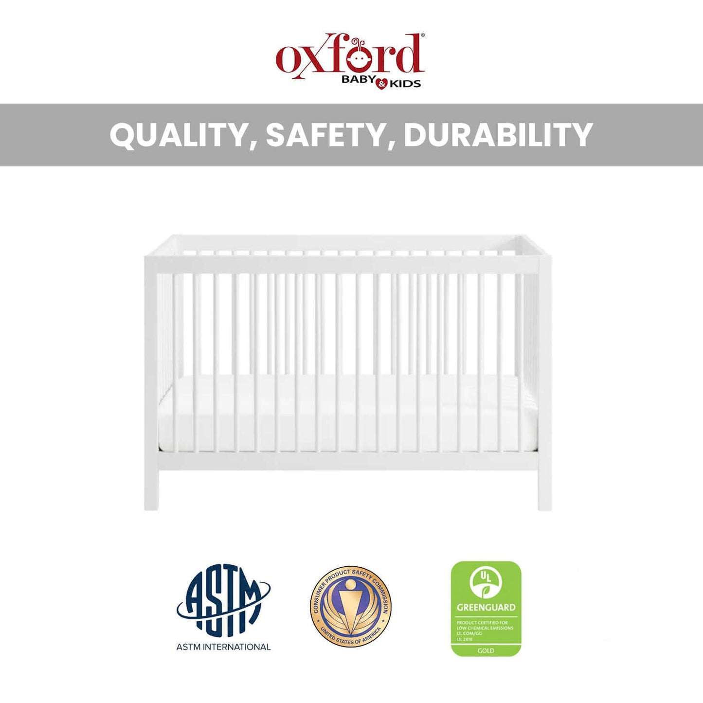 Essential 4 in 1 Island Crib - Quality and Safety Image White
