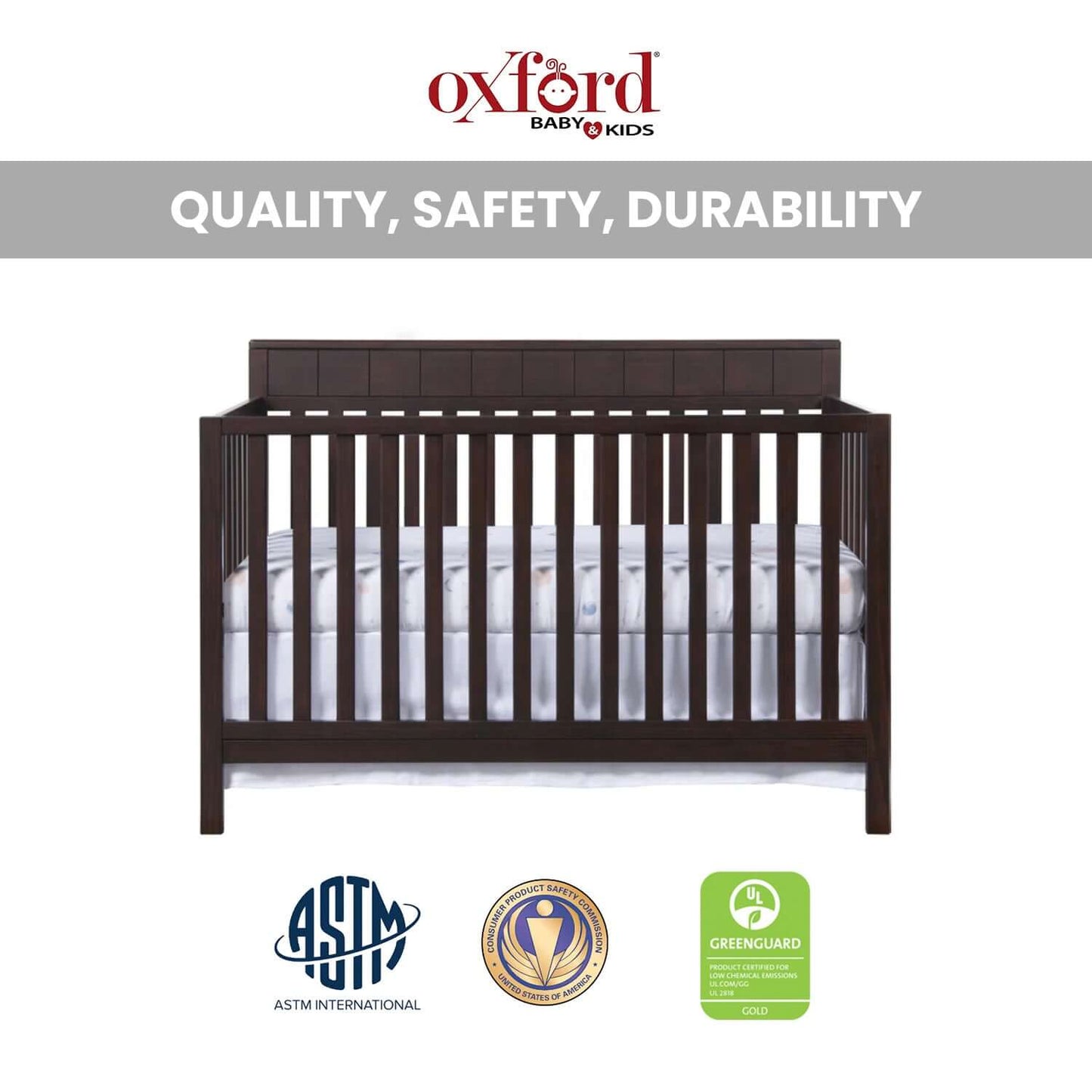 Logan 4-in-1 Convertible Crib - Quality And Safety Image of Logan Full Sized Bed Espresso
