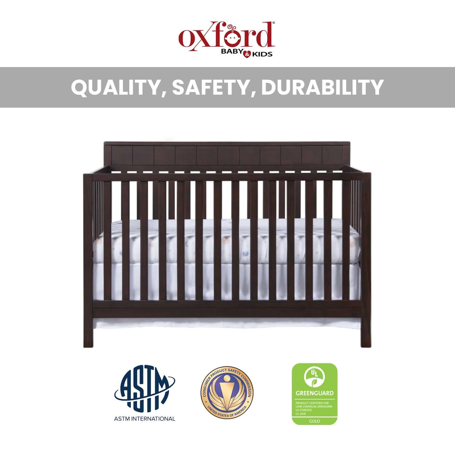 Logan 4-in-1 Convertible Crib - Quality And Safety Image of Logan Full Sized Bed Espresso