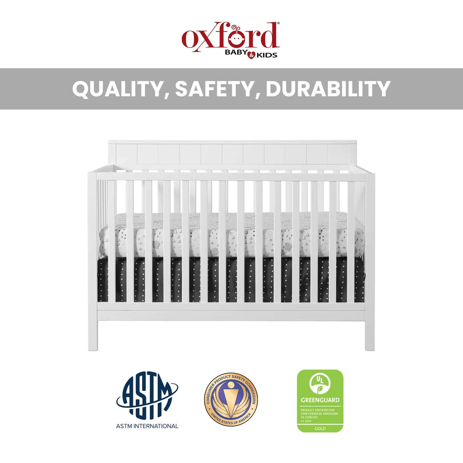 Logan 4-in-1 Convertible Crib - Quality And Safety Image of Logan Full Sized Bed Snow White