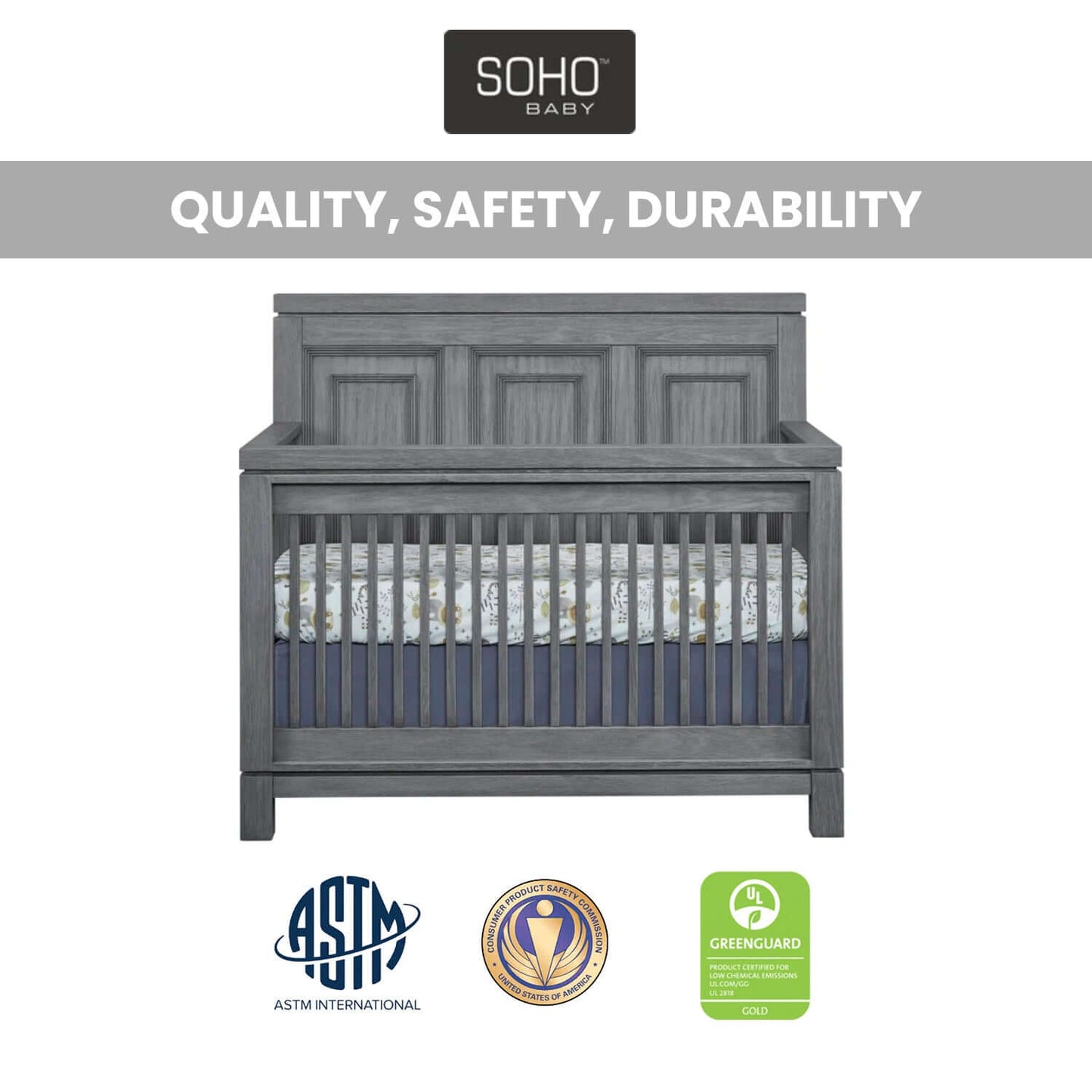 Manchester 4 In 1 Convertible Crib - Quality Image of Manchester 4 In 1 Convertible Crib Rustic Gray