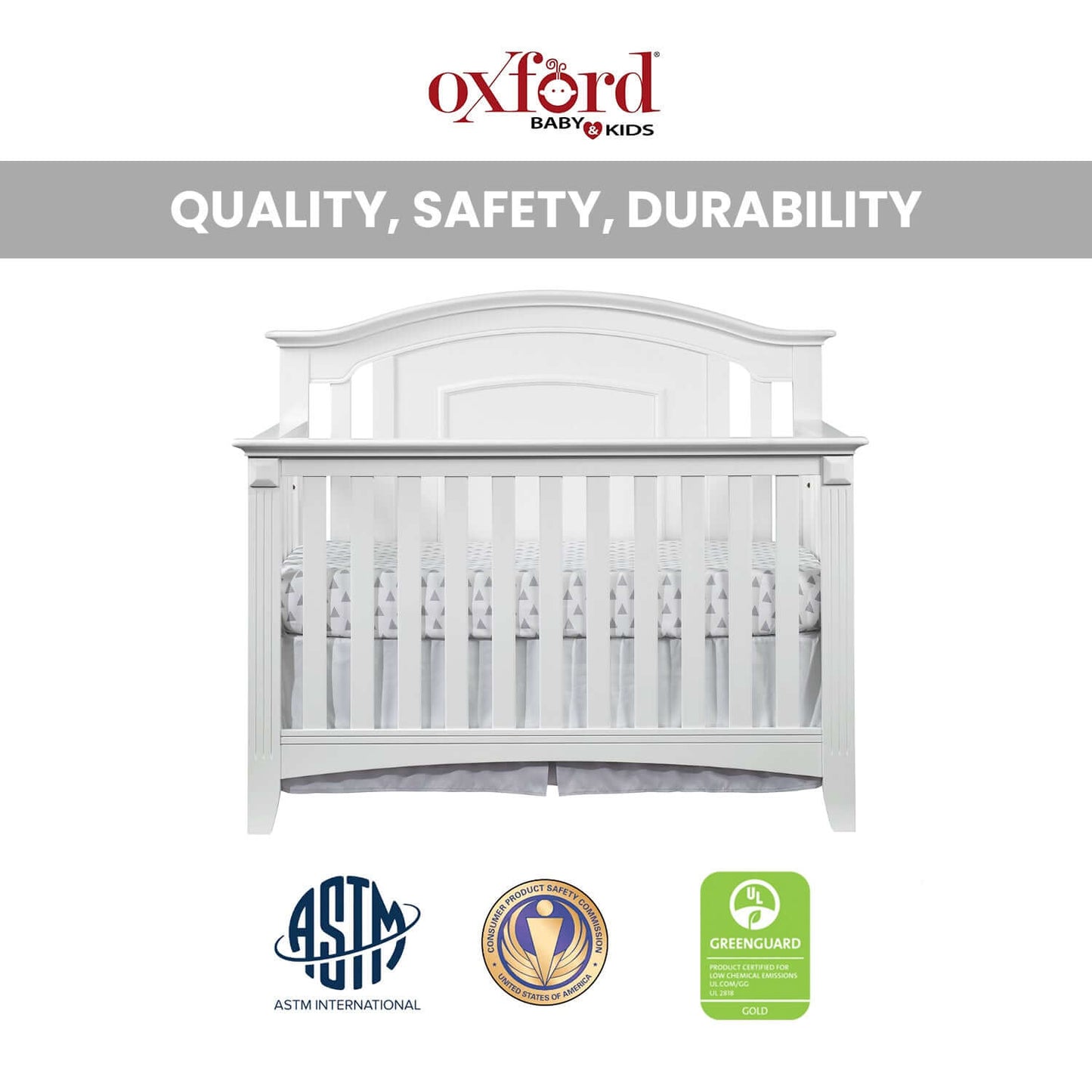 Willowbrook 4-in-1 Convertible Crib - Quality and Safety Image of Willowbrook 4-in-1 Convertible Crib White