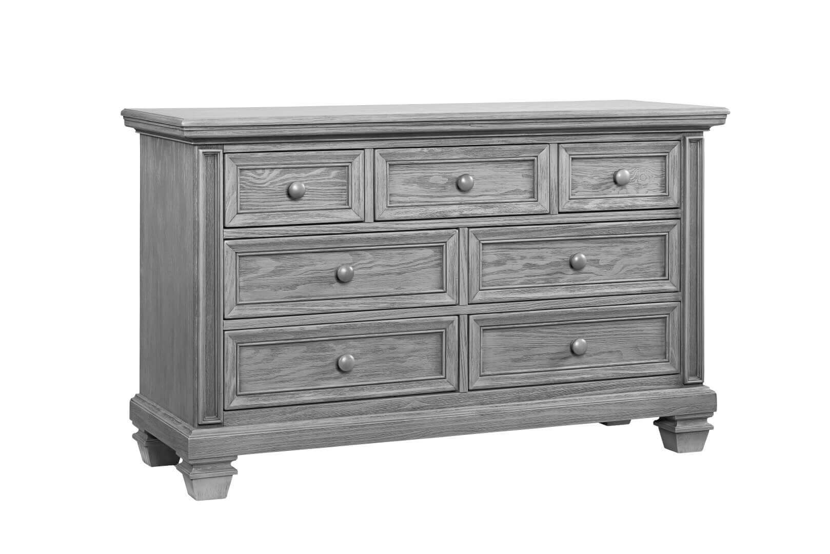 Richmond 7 Drawer Dresser - Inclined Side View of Richmond 7 Drawer Dresser Brushed Gray