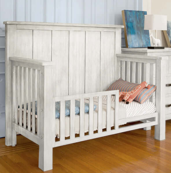 Relic Batten 4-in-1 Convertible Crib - Lifestyle Image of Batten 4-in-1 Convertible Crib Cloud With Guard Rail