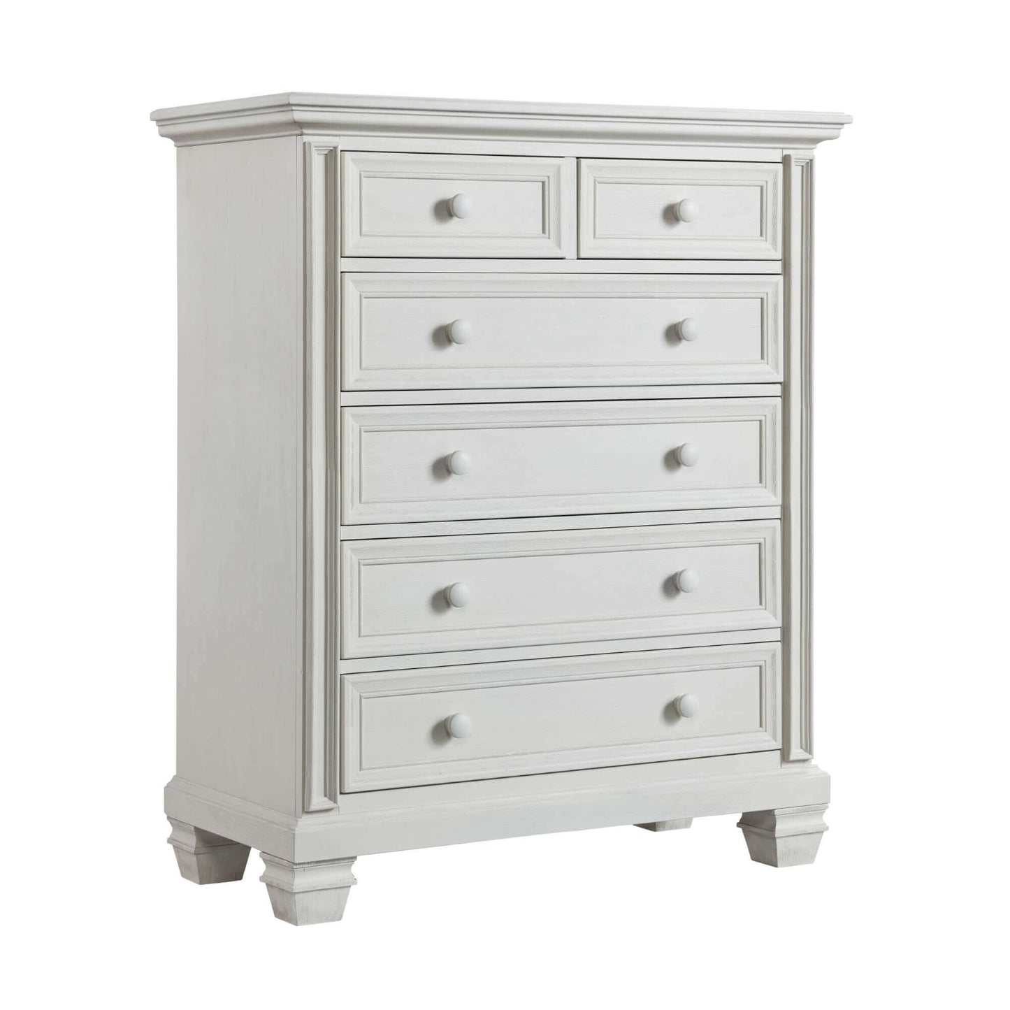 Richmond 6 Drawer Chest - Inclined Side View of Richmond 6 Drawer Chest Oyster White