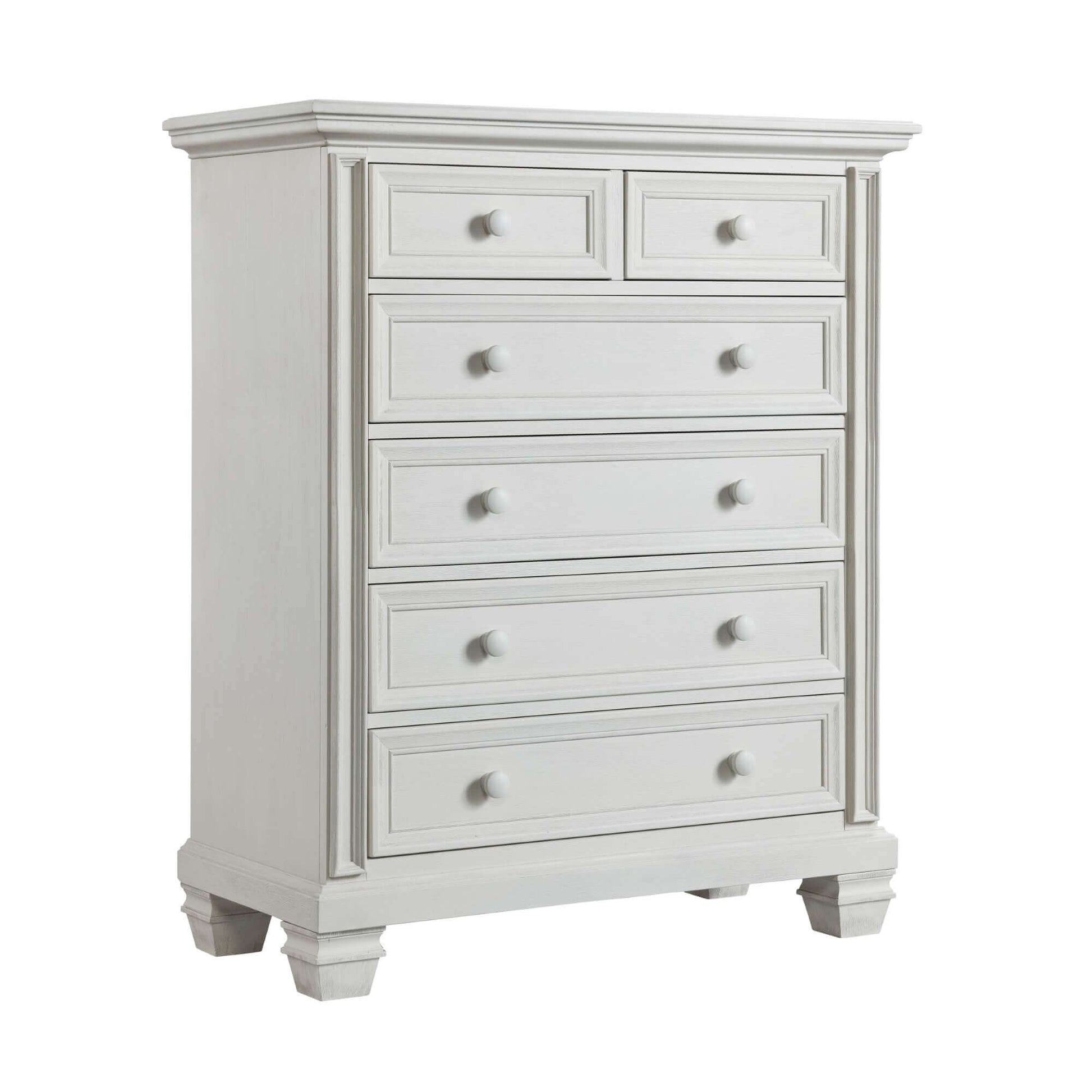 Richmond 6 Drawer Chest - Inclined Side View of Richmond 6 Drawer Chest Oyster White