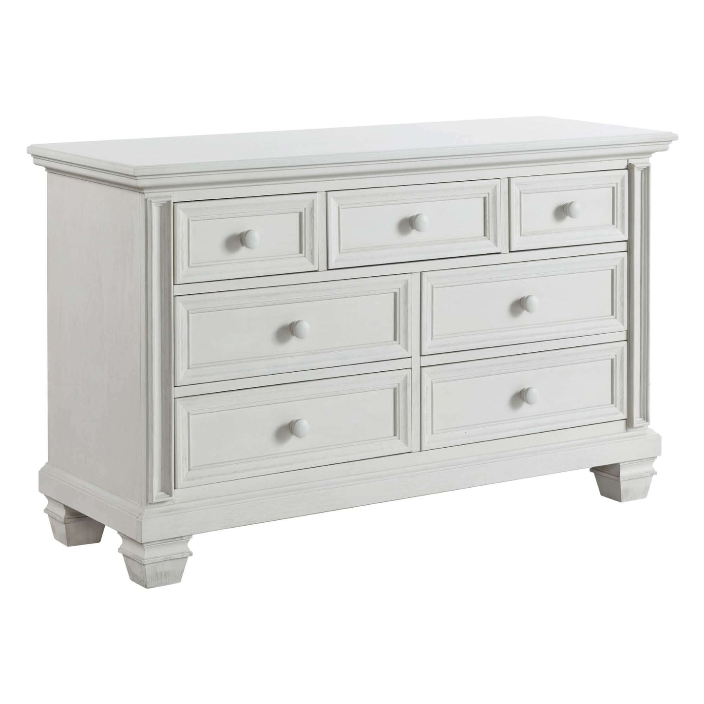 Richmond 7 Drawer Dresser - Inclined Side View of Richmond 7 Drawer Dresser Oyster White