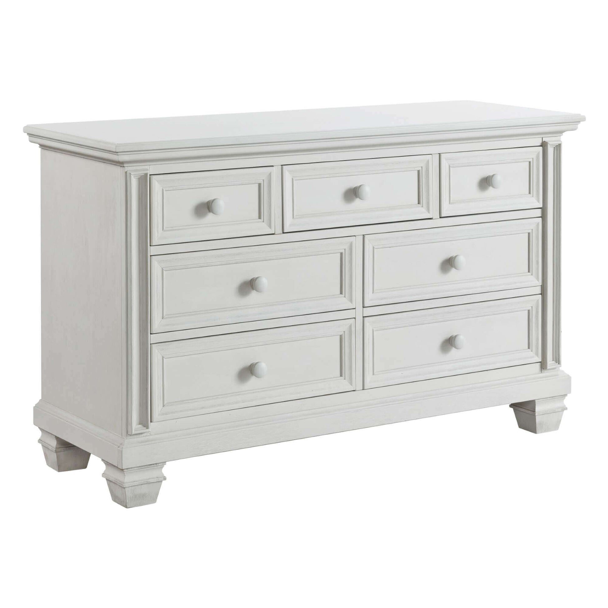 Richmond 7 Drawer Dresser - Inclined Side View of Richmond 7 Drawer Dresser Oyster White