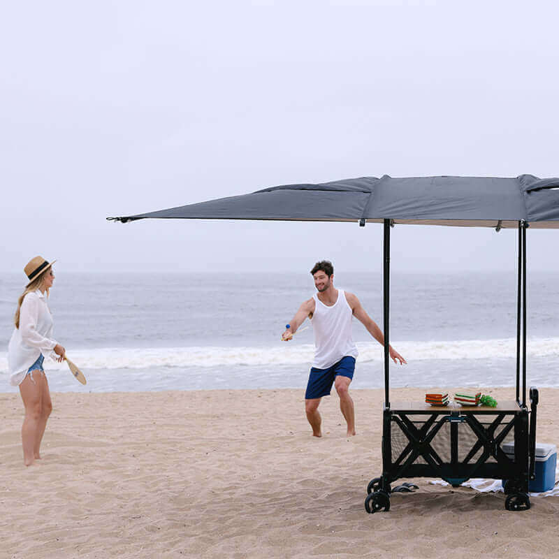 S5 Convertible Utility Wagon Canopy - Lifestyle Image Top Inclined Side View of S5 Convertible Utility Wagon With Canopy Beige