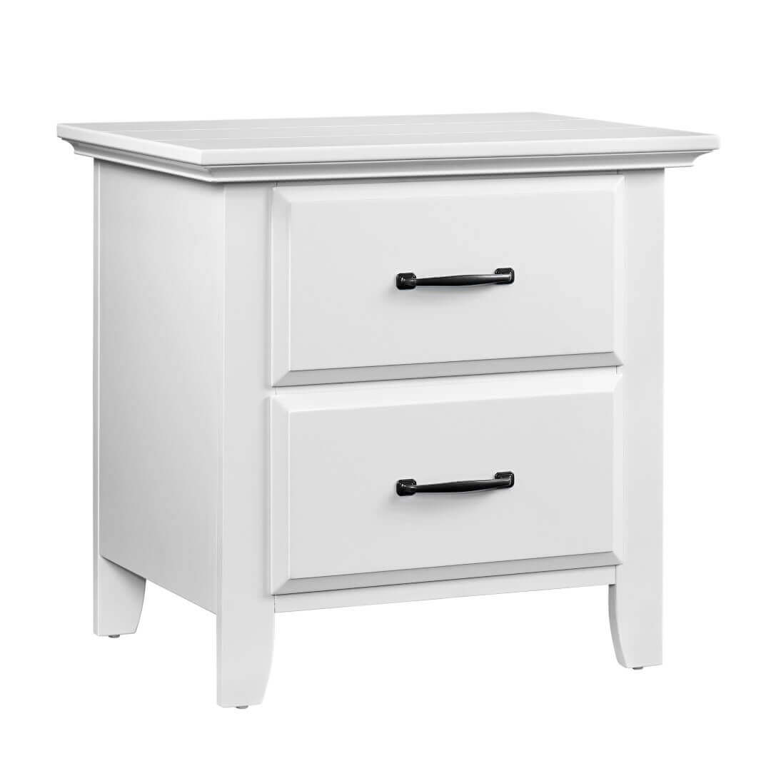 Willowbrook 2 Drawer Nightstand - Inclined Side View of Willowbrook 2 Drawer Nightstand White