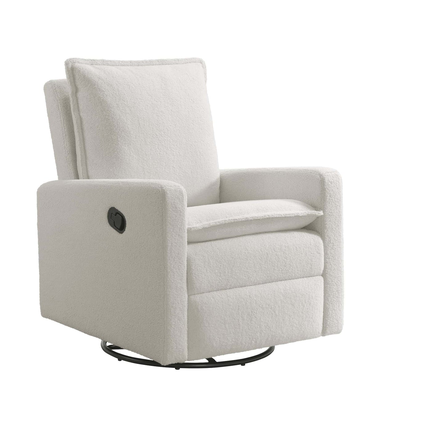Uptown Nursery Swivel Rocker and Recliner - Inclined Side View of Uptown Nursery Swivel Rocker and Recliner Bounce White