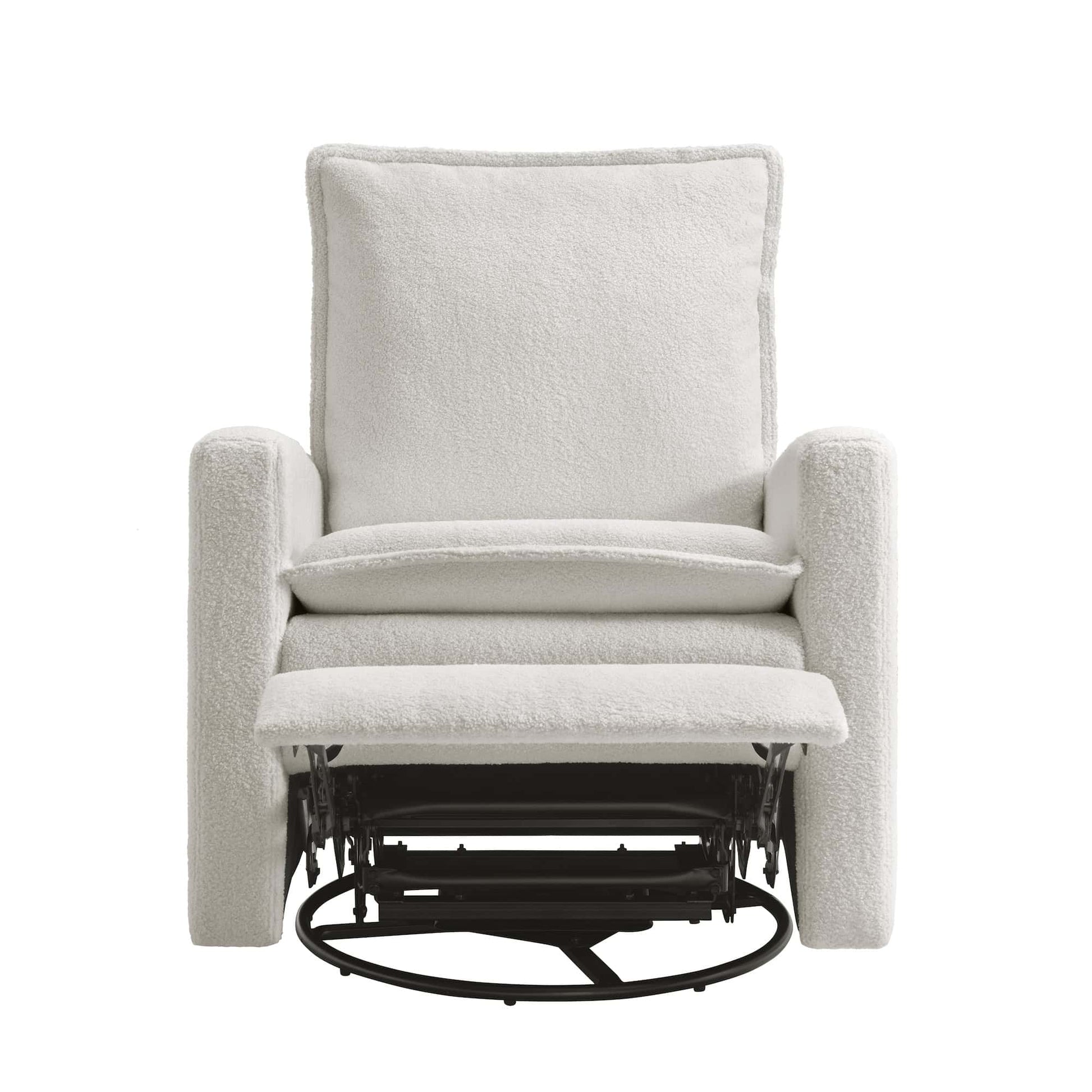 Uptown Nursery Swivel Rocker and Recliner - Front View of Uptown Nursery Swivel Rocker and Recliner Bounce White with Plush rocker