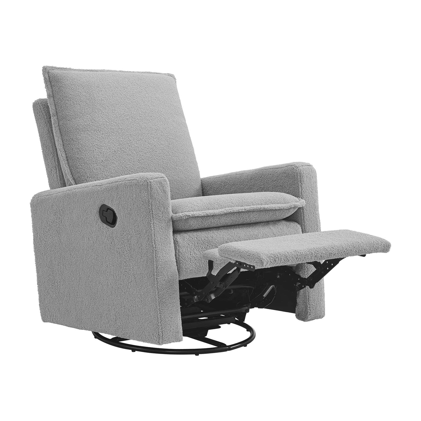 Uptown Nursery Swivel Rocker and Recliner - Inclined Side View of Uptown Nursery Swivel Rocker and Recliner Bounce White with Plush rocker