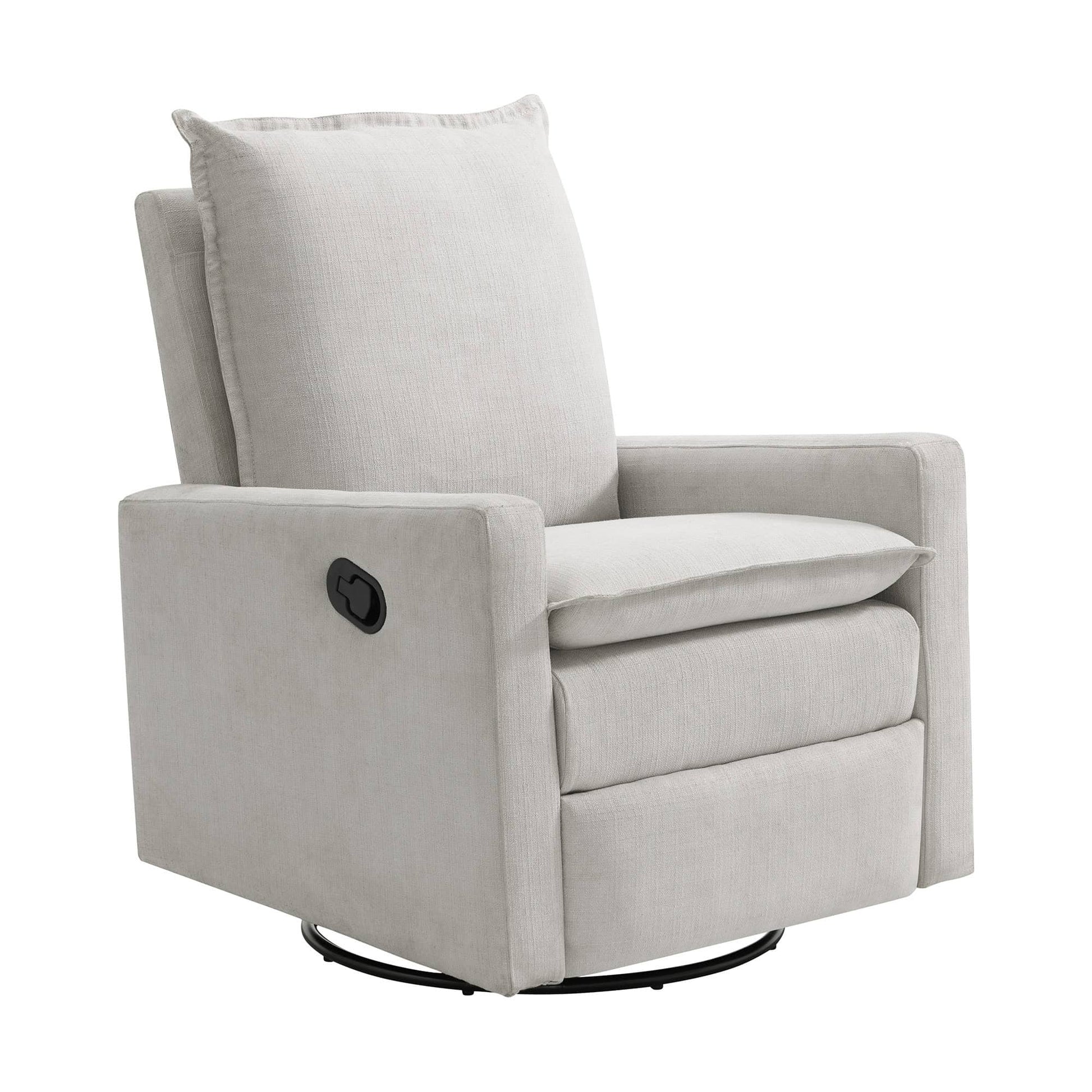 Uptown Nursery Swivel Rocker and Recliner - Inclined Side View of Uptown Nursery Swivel Rocker and Recliner Sand