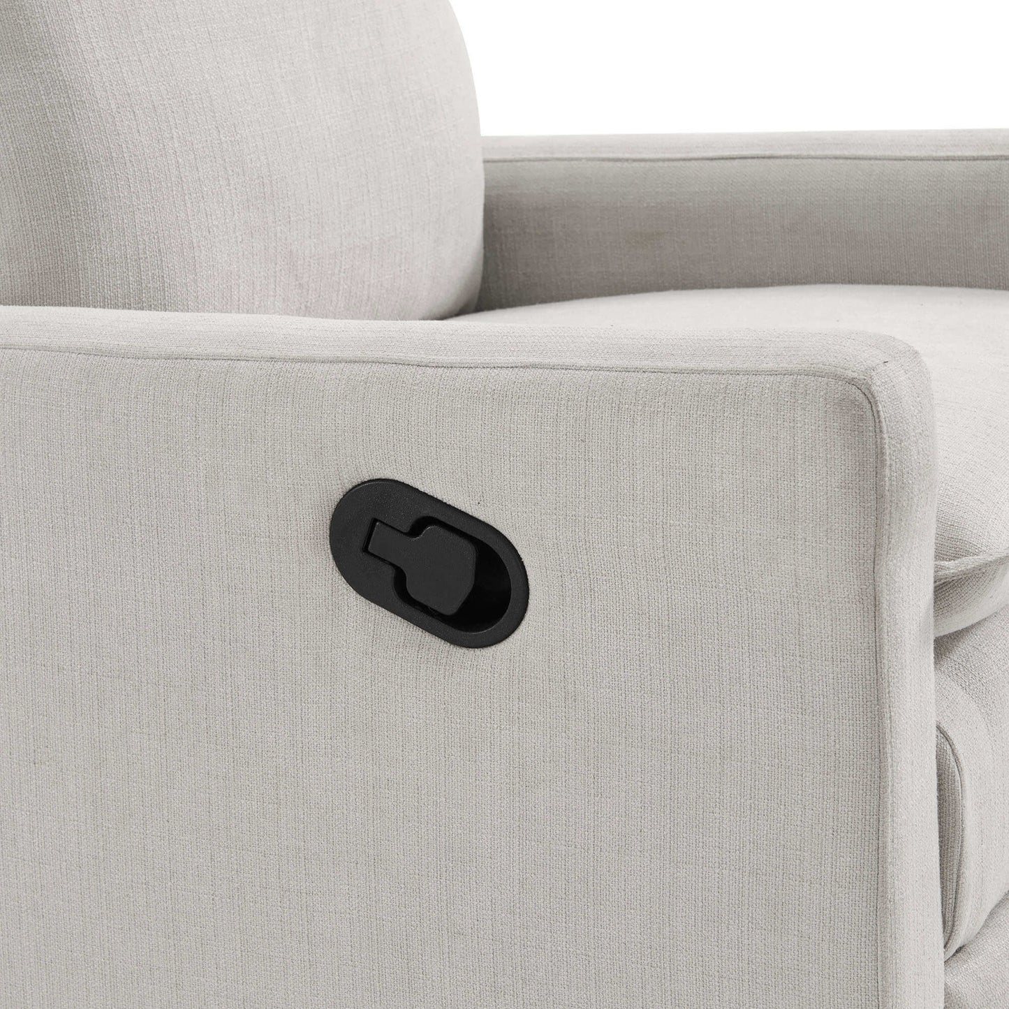 Uptown Nursery Swivel Rocker and Recliner - Zoomed View of Manual Recliner Button of Uptown Nursery Swivel Rocker and Recliner Sand