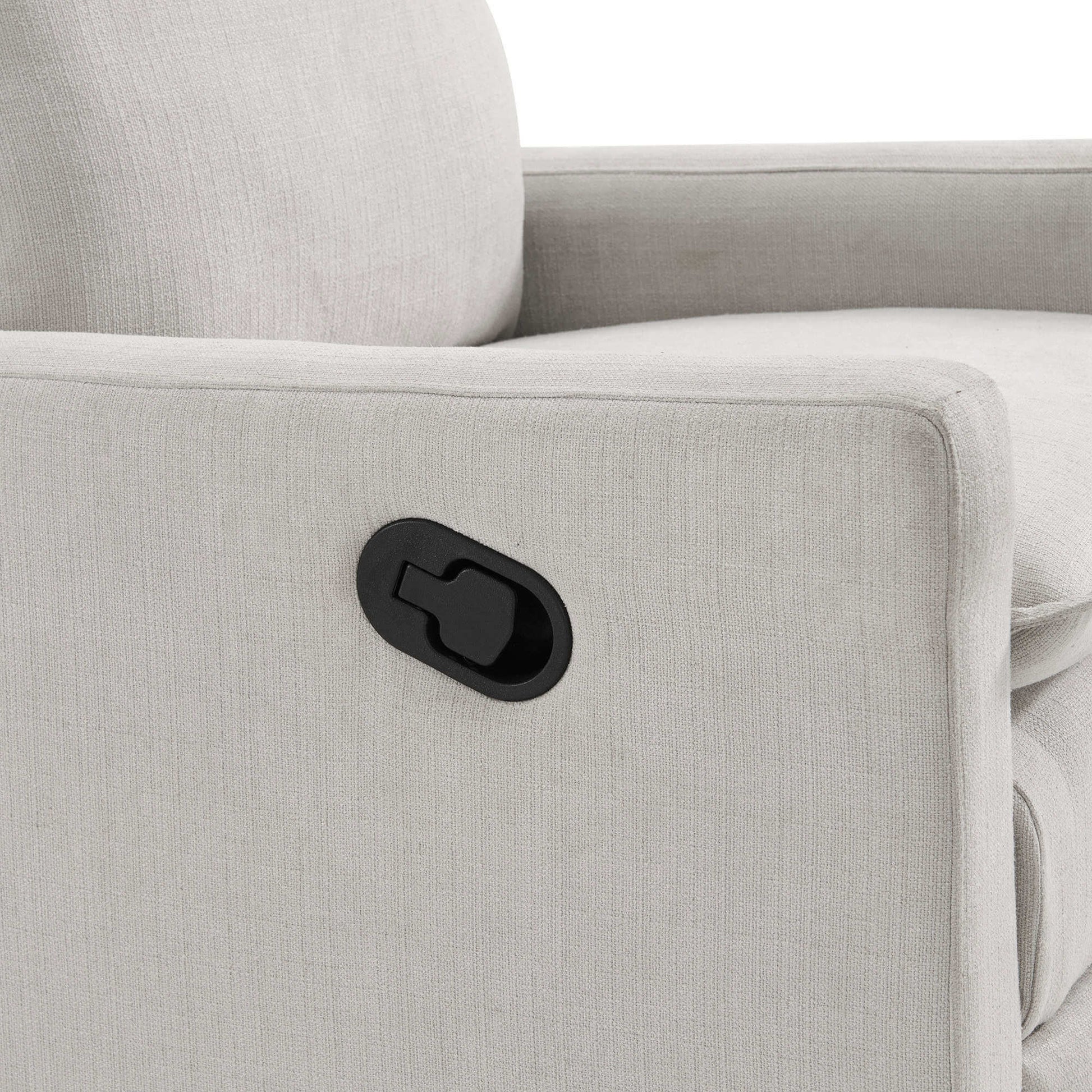 Uptown Nursery Swivel Rocker and Recliner - Zoomed View of Manual Recliner Button of Uptown Nursery Swivel Rocker and Recliner Sand