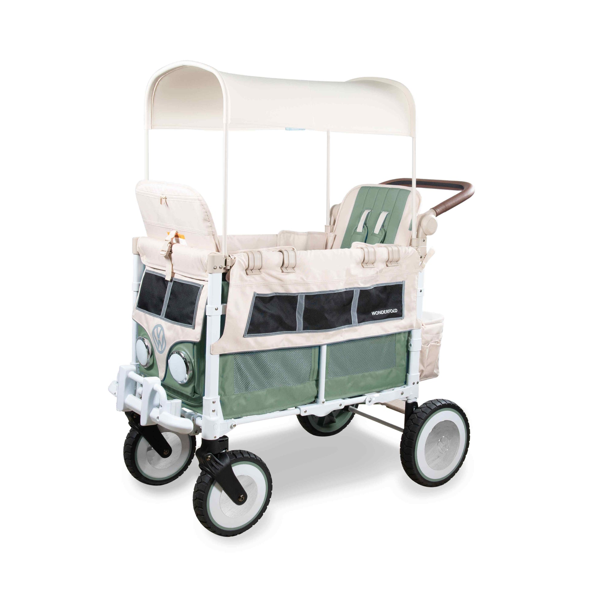 VW2 Volkswagen Stroller Wagon - Inclined Side View of the Wagon Green