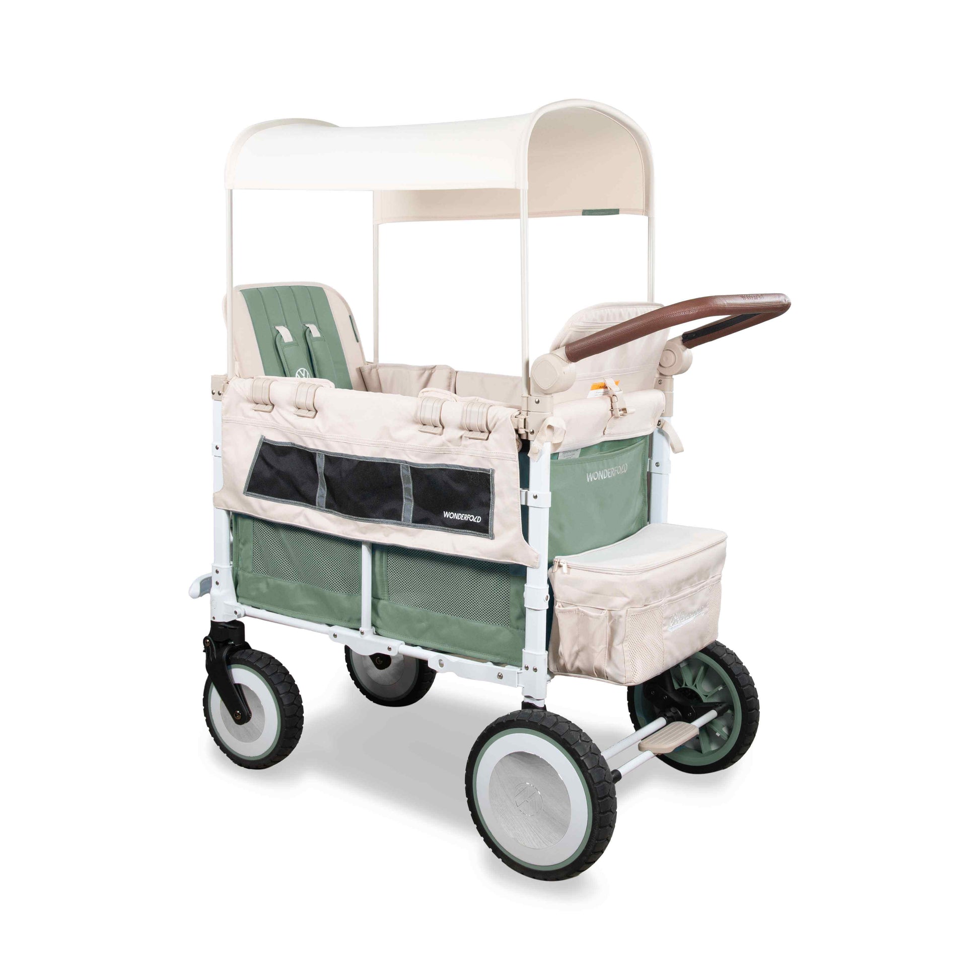 VW2 Volkswagen Stroller Wagon - Inclined Rear View of the Wagon Green